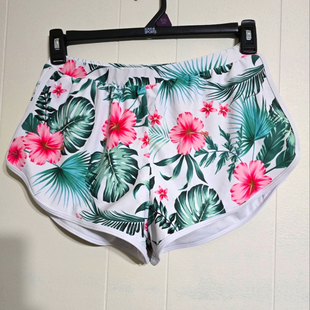 Floral Print Women's Swim Shorts - 0XL